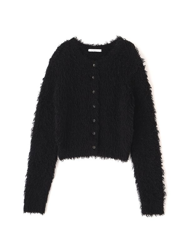 フェザーヤーンニットカーディガン （BLACK)