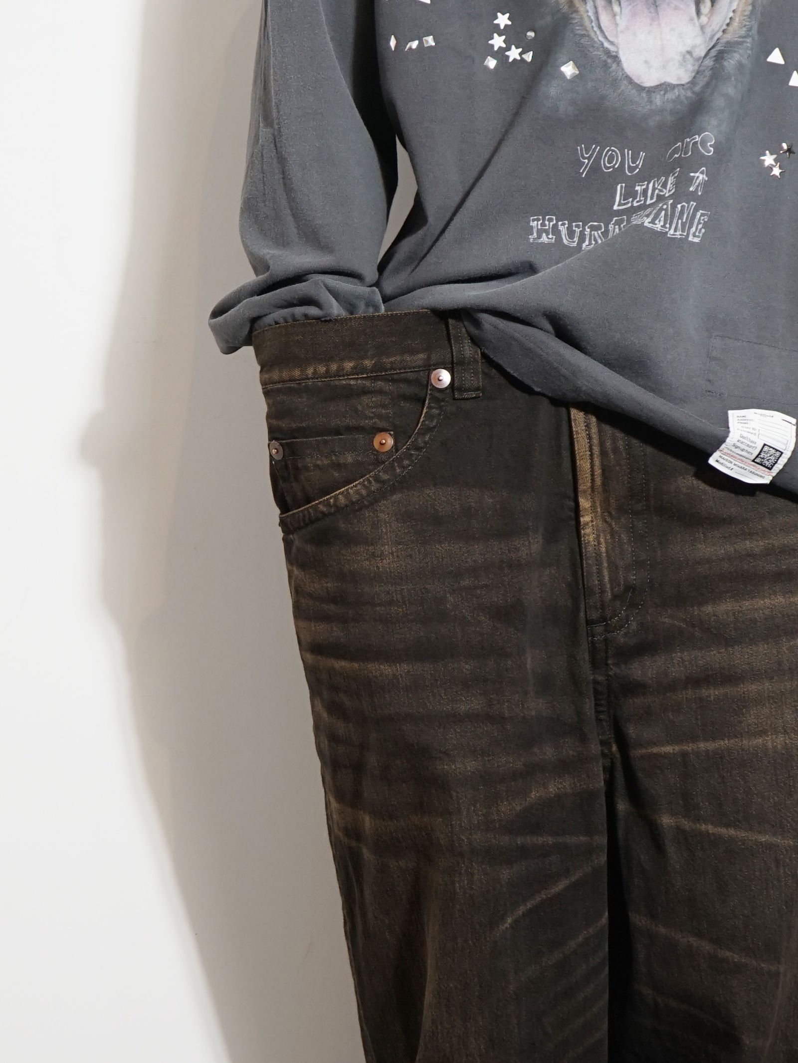 ヒュージーレイヤードデニムパンツ - Huge Layered Denim Pants BLACK