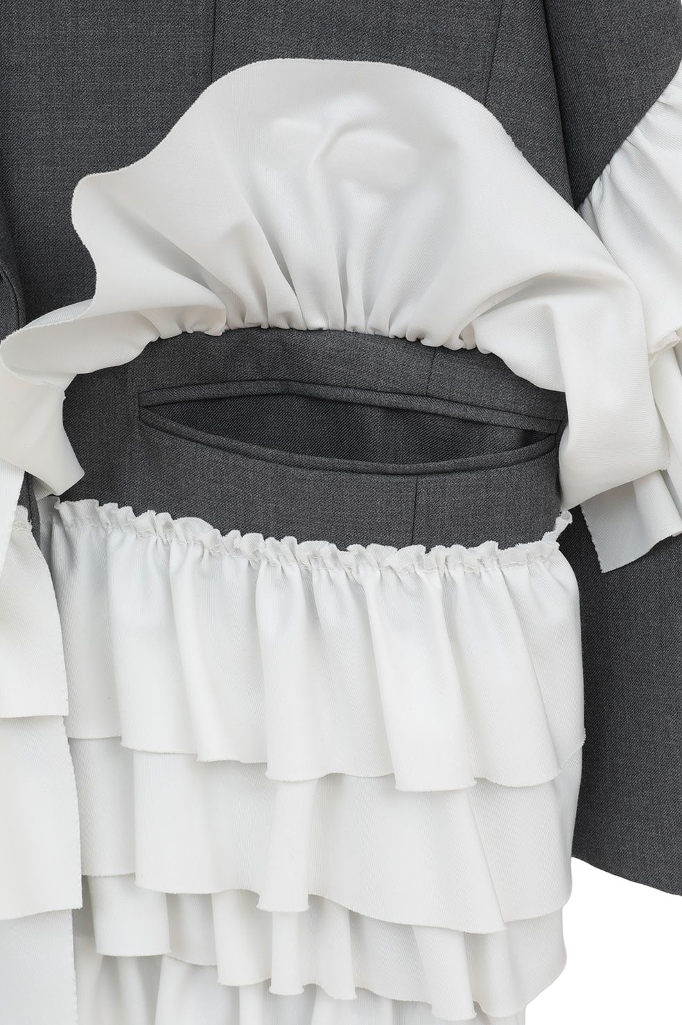 フリルテーラードジャケット - FRILLED TAILORED JACKET (GREY)