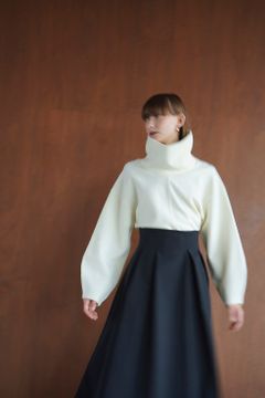 スタンド ネック ワイド トップス - STAND NECK WIDE TOPS WHITE