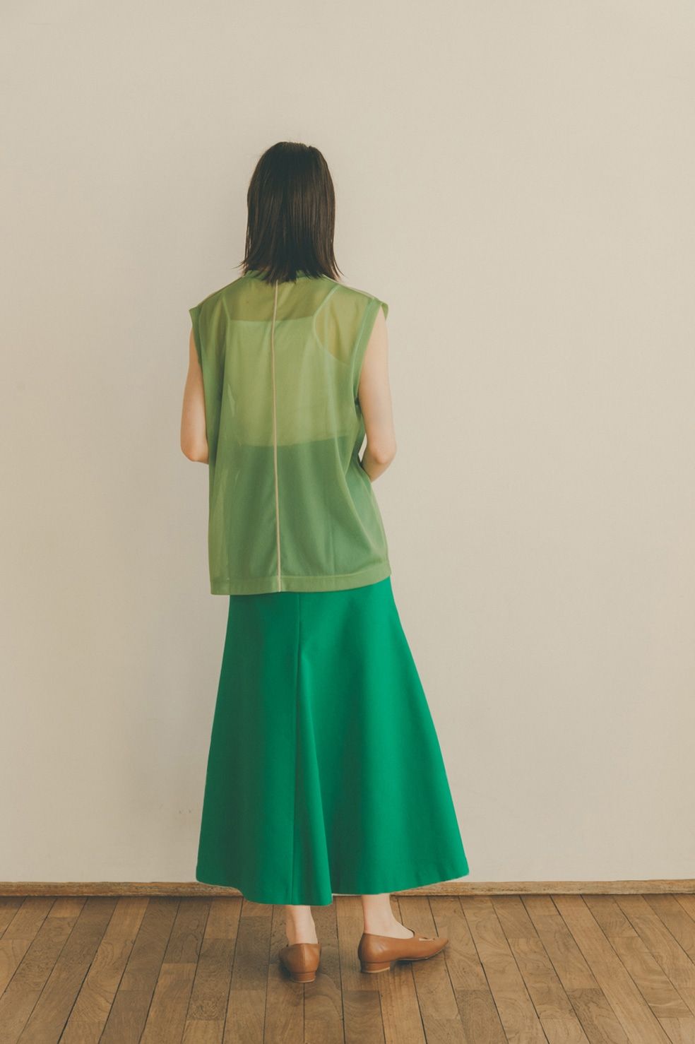 LINE SHEER N/S TOPS - GREEN