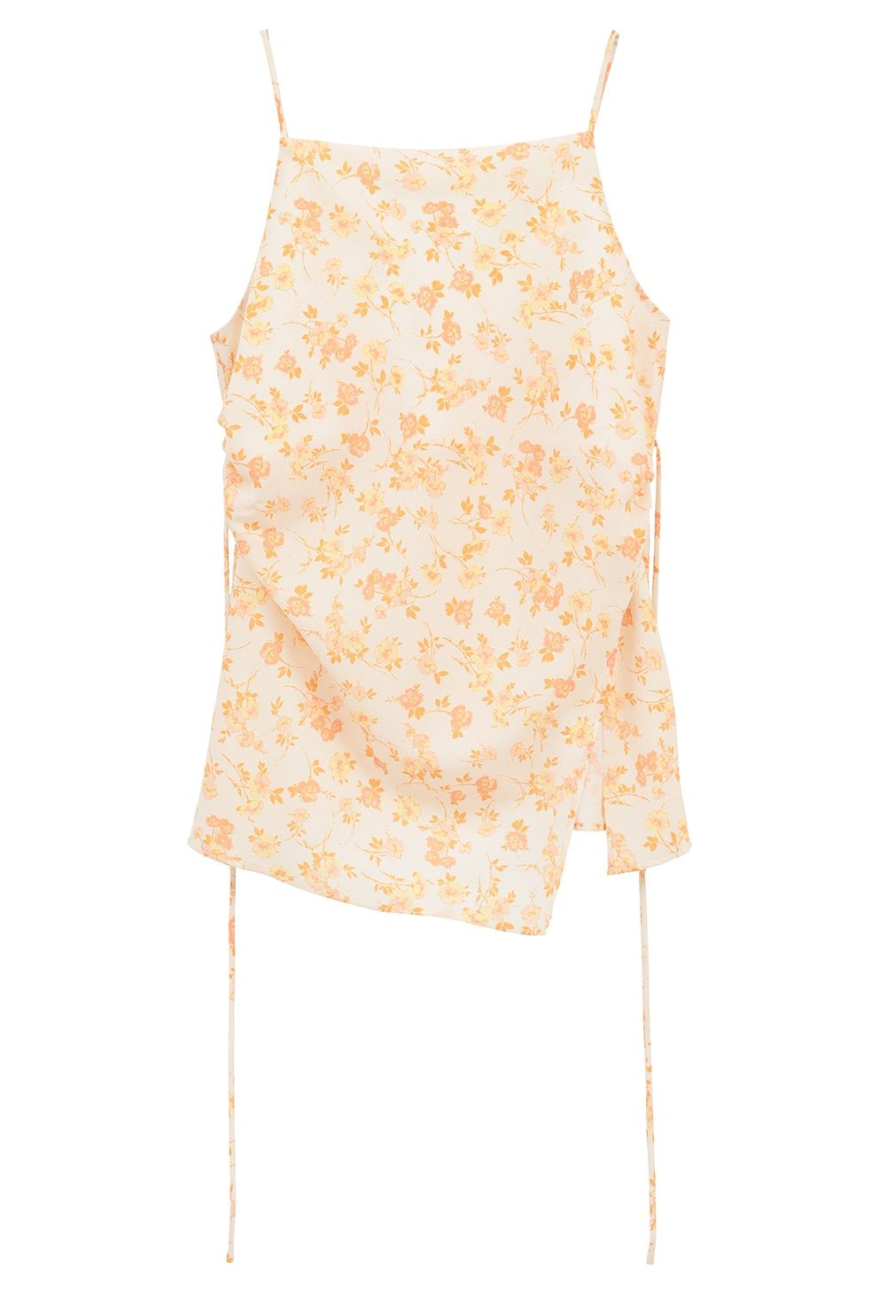 デザインキャミソール。 - MABEL FLOWER DRAPE CAMI TOPS (ORANGE)