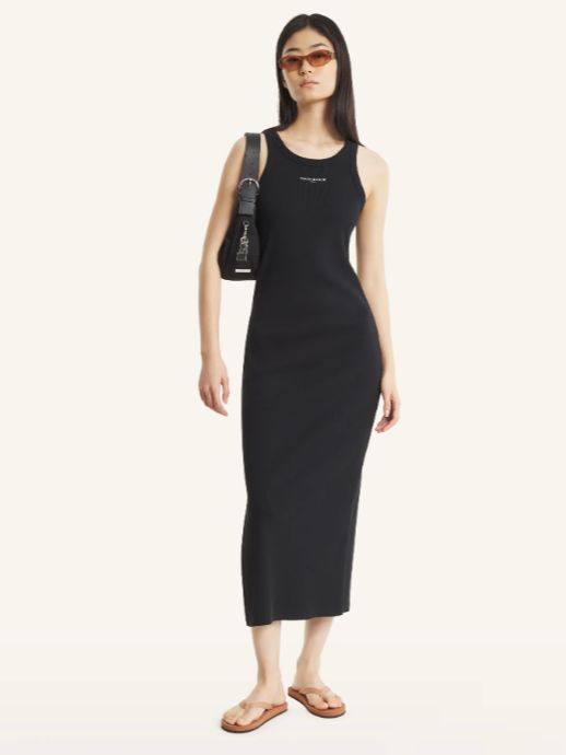 【レディース】 PARIS ロゴ リブ タンクドレス （black)