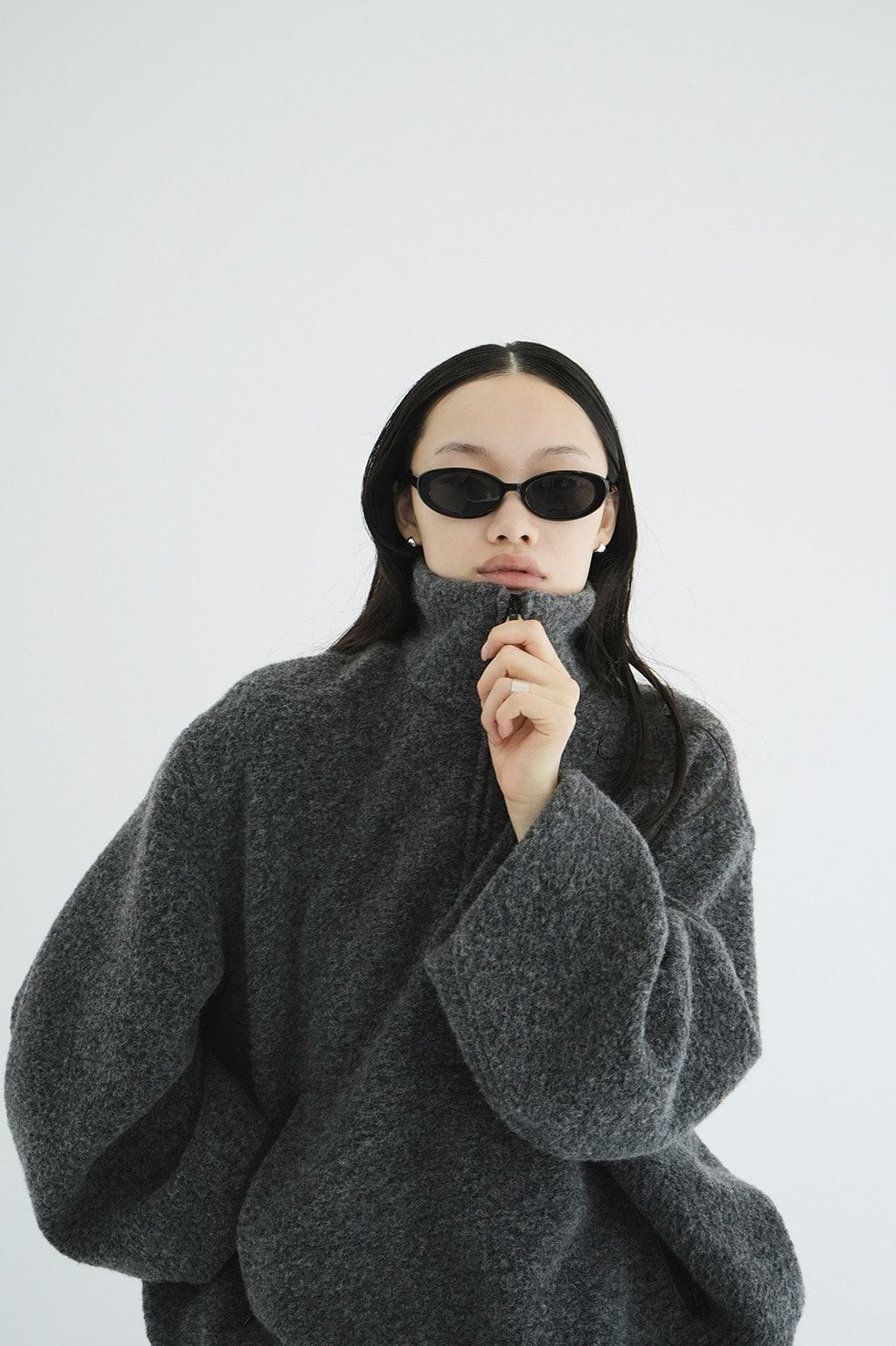 ハーフジップトップス - SLIVER HALF ZIP TOPS (GREY)