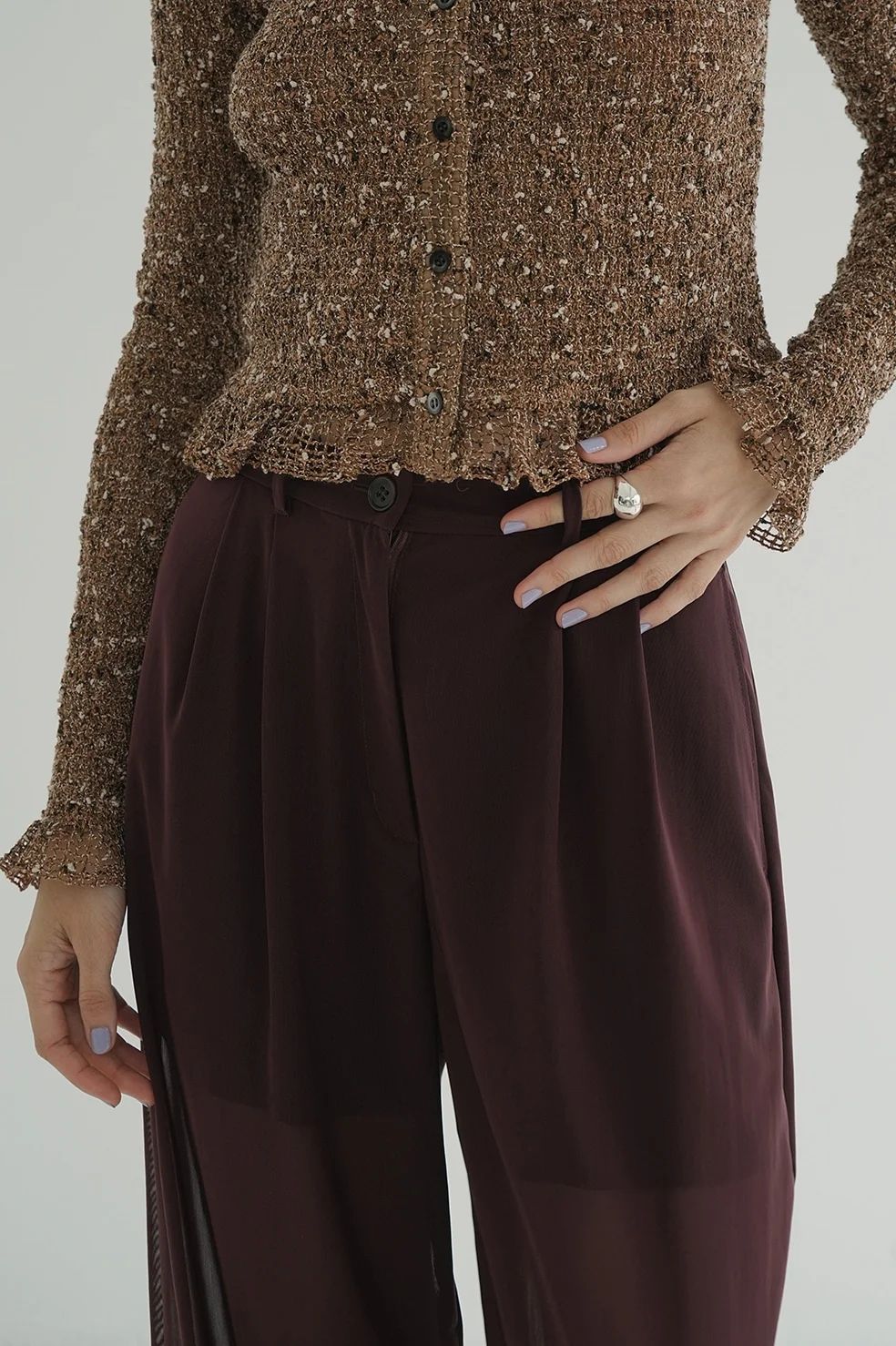 シアータックパンツ - SHEER TUCK PANTS BORDEAUX