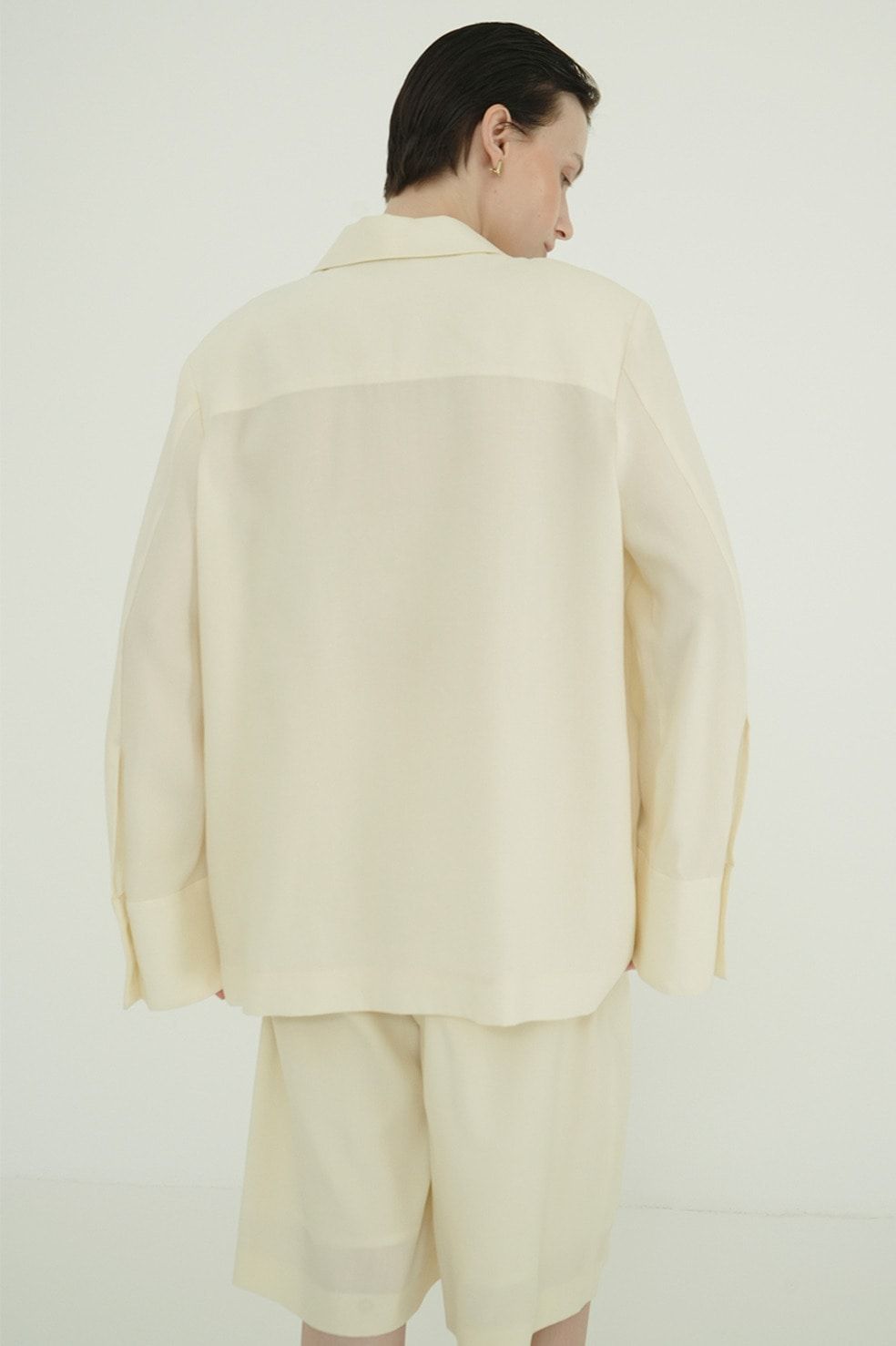 テンセルシャツジャケット - TENCEL SHIRT JACKET (IVORY)