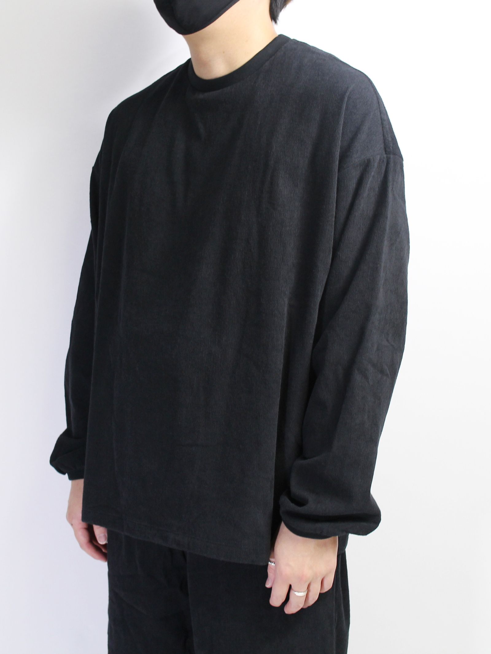ロングスリーブ Tシャツ 1ミリパイル - BLACK