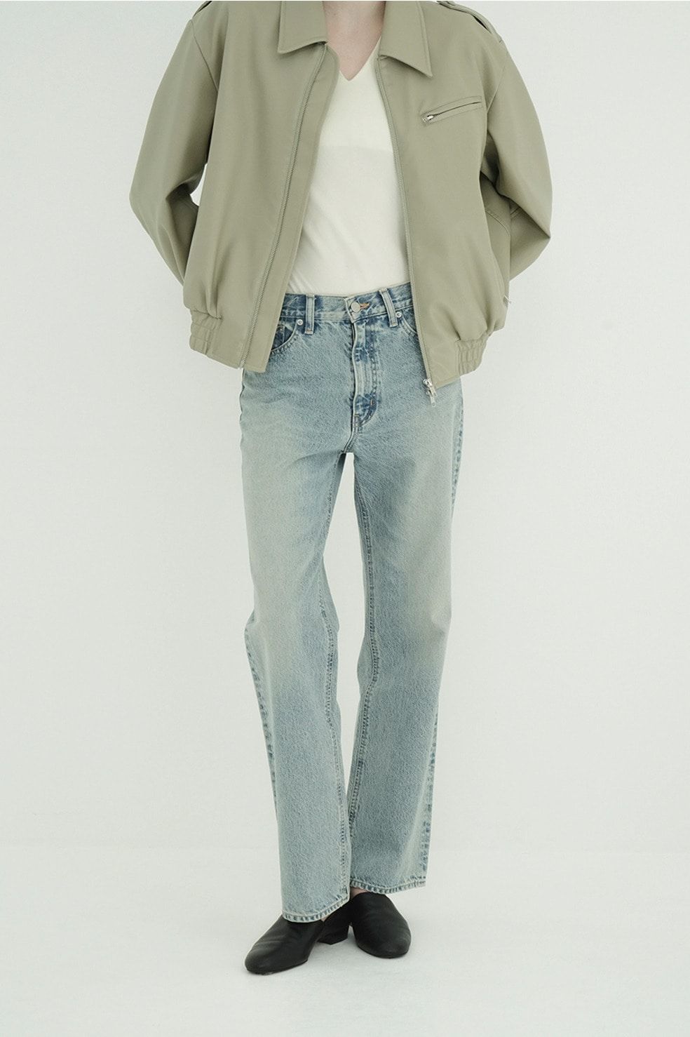 ミッドライズストレートデニム -  STRAIGHT DENIM PANTS (ICE BLUE)