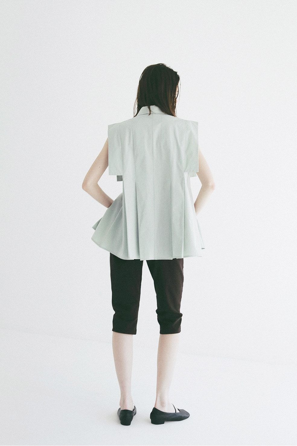 パネルプリーツ スクエアスリーブシャツ - PANELL PLEAT SQUARE SLEEVE SHIRTS (MINT)