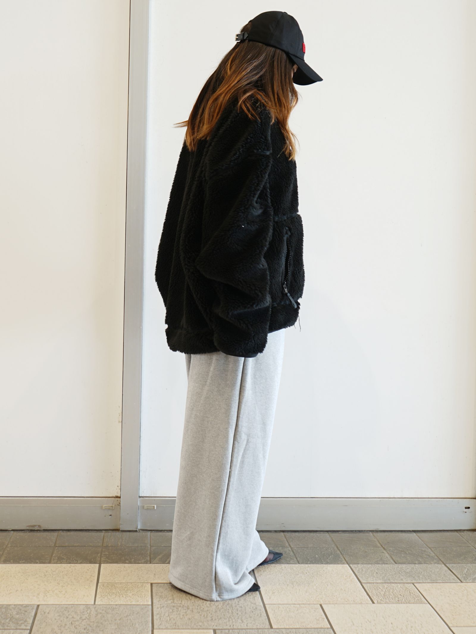 アマチュアソーンライクボアジャケット - Amateur Sewn Like Boa Jacket - BLACK