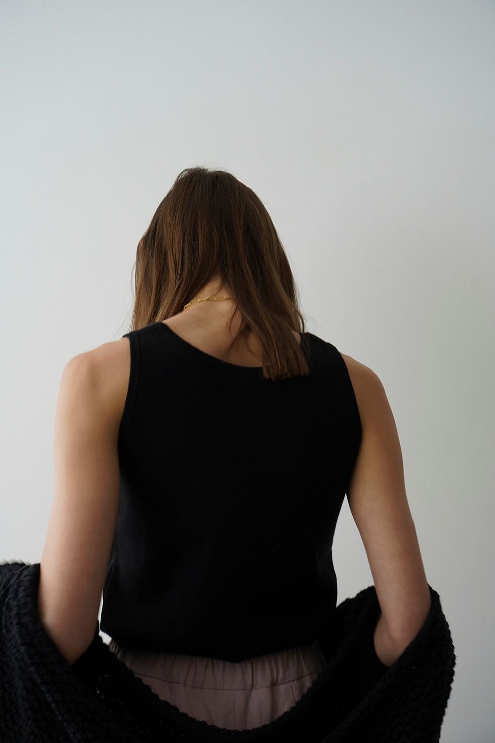 ダブルフェイス ニット タンクトップ -  W FACE KNIT TANK TOPS - BLACK