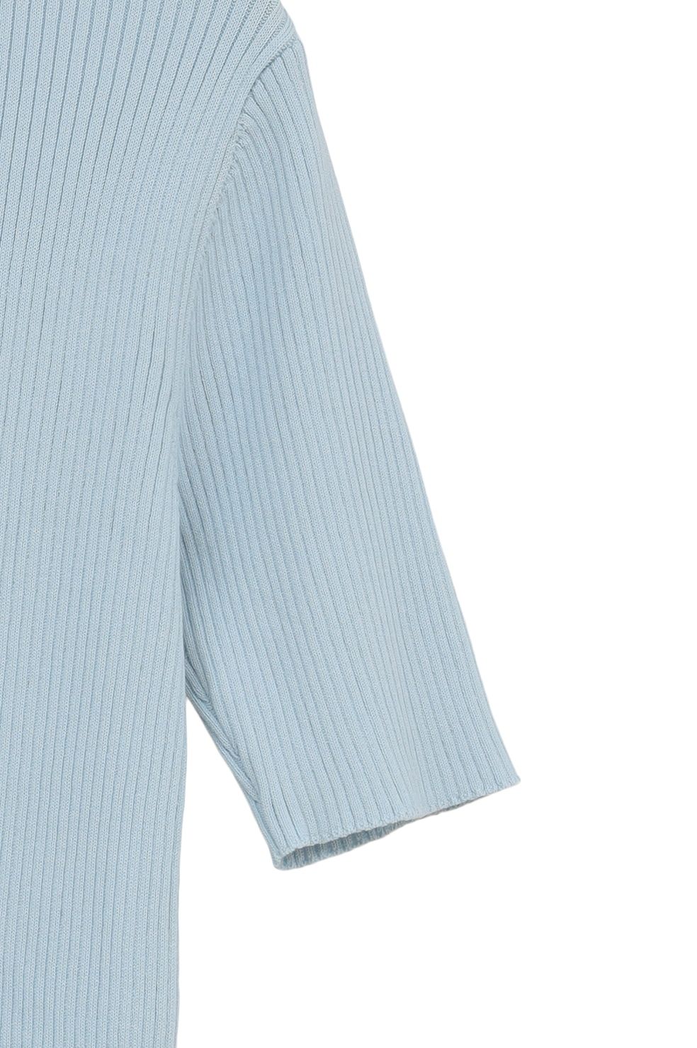 ハイネック 半袖リブニットトップス - H/N HALF SLEEVE RIB KNIT TOPS (SAX)