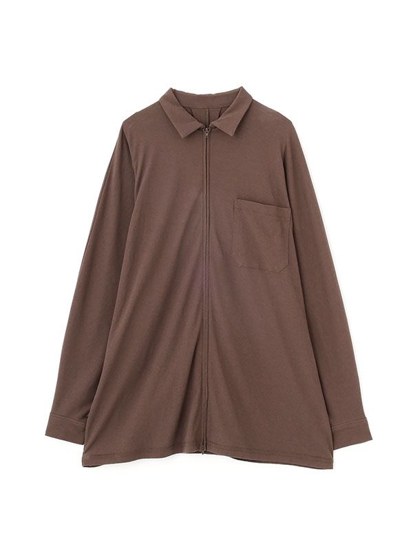 フロントファスナーカットシャツ -  BROWN