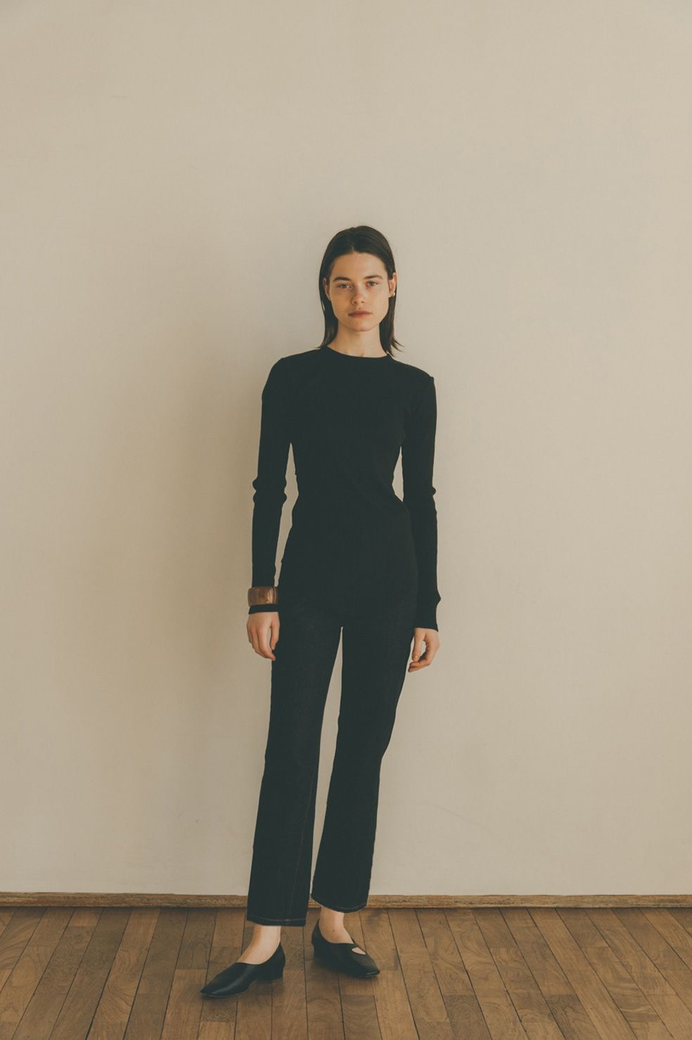 BACK OPEN RIB TOPS - BLACK