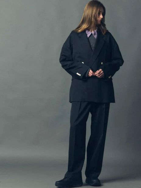 オーバー テーラードジャケット  - Wool Mix Prime-Over  Double Tailored Jacket BLACK