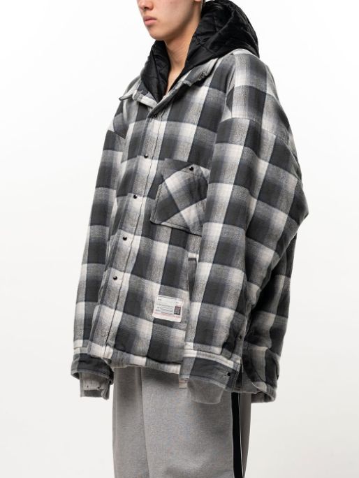 フード チェックシャツ ブルゾン - HOODED CHECK SHIRT JACKET (BLACK)