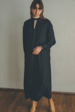 DOUBLE FACE LOOSE ONE PIECE - ダブルフェイスルーズワンピース - BLACK