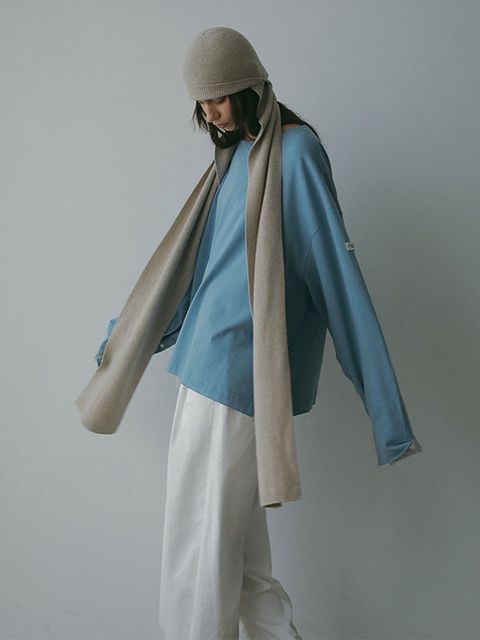 カットオフカフスロンTee (BLUE)