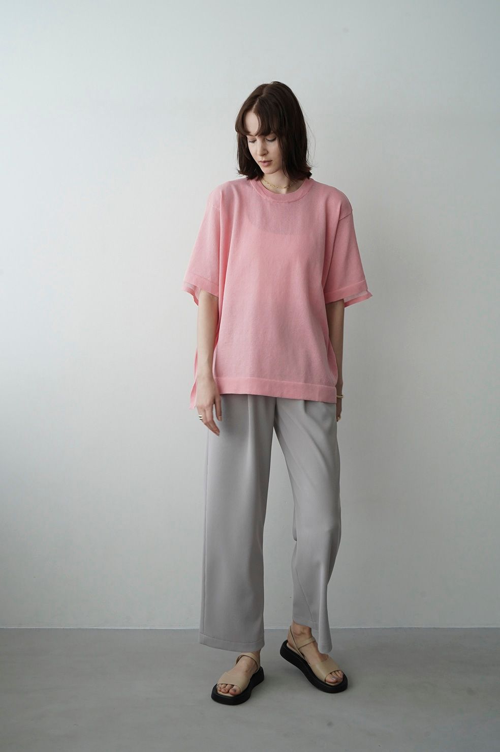 CLANE - リブ ストライプ タックパンツ - RIB STRIPE TUCK PANTS