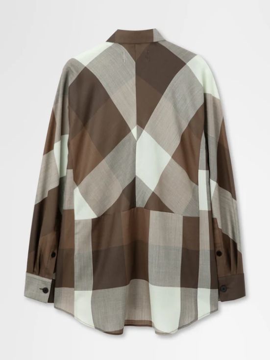 ウールシャツ - Dolman Sleeve Light Wool Shirt (GREEN×TAN)