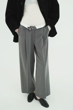 ローウエストタックルーズスラックス -  LOW WAIST TUCKED LOOSE SLACKS(GREY)