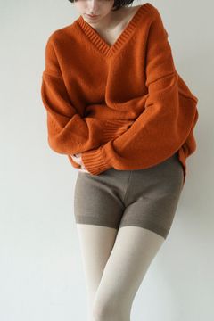 ニットショートパンツ -  KNIT SHORT PANTS - BEIGE