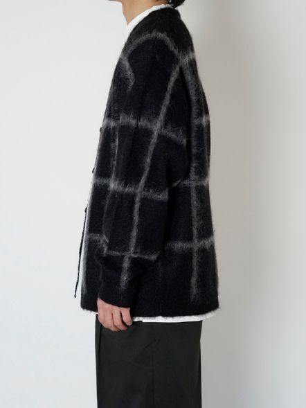 ジャガードチェックカーディガン -  JACQUARD CHECK CARDIGAN BLACK