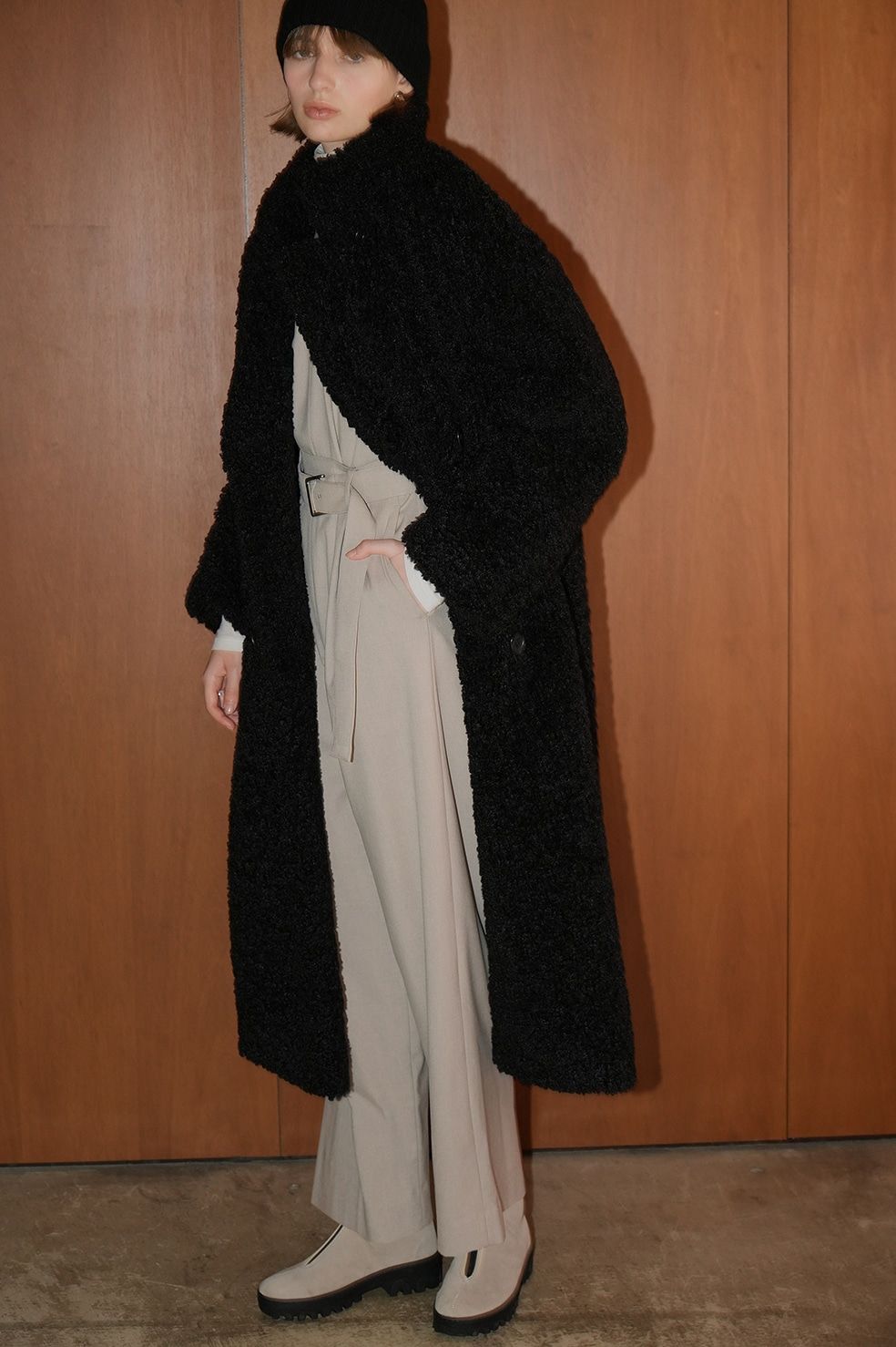 CLANE - ダブル ロング ボアコート - DOUBLE LONG BOA COAT - BLACK