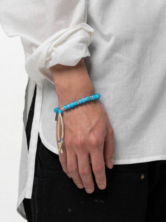 ”KMY ”BEADED BRACELET- ビーズブレスレット - AQUA