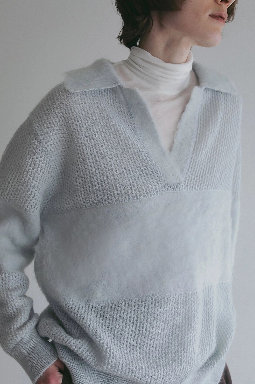 モヘアポロニット - MOHAIR POLO KNIT (LIGHT BLUE)