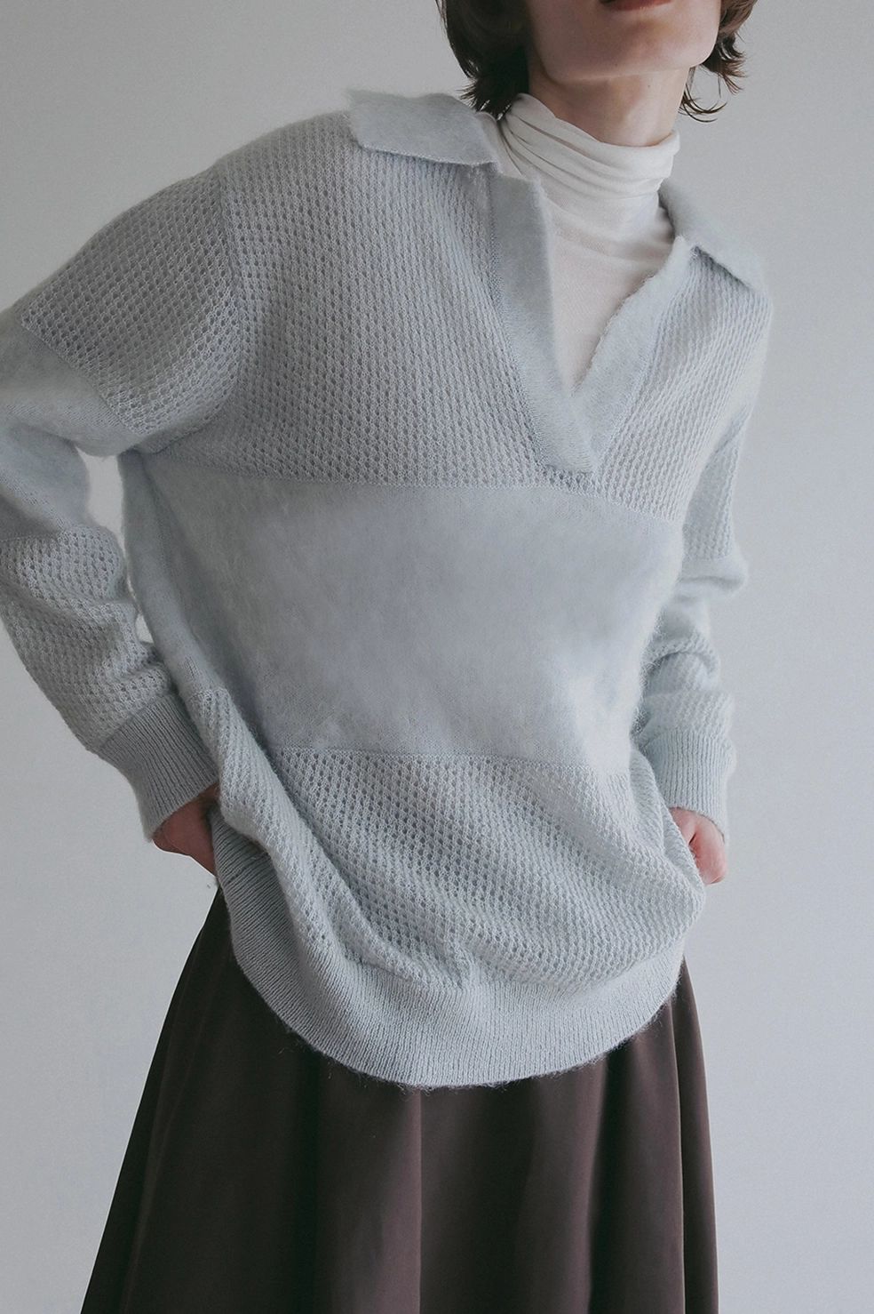モヘアポロニット - MOHAIR POLO KNIT (LIGHT BLUE)