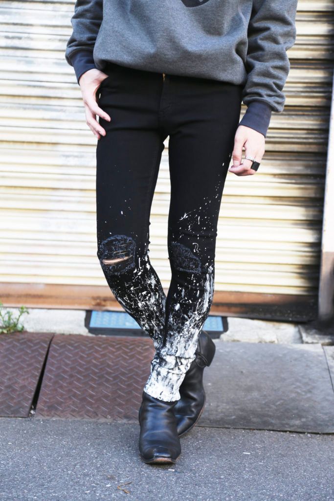 ニークラッシュEXスキニーデニム ”ペイントドット”