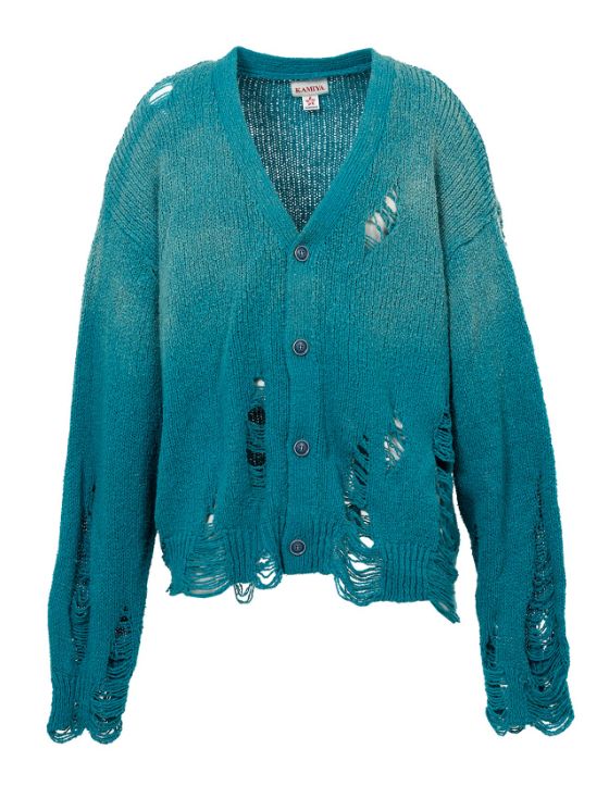 サンフェードライクニットカーディガン - Sun Faded Like Knit Cardigan (BLUE)