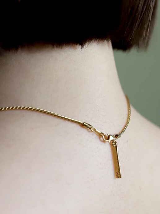 ツイストチェーンネックレス GD ゴールド 全長 38cm シンプル デザイン ユニセックス アクセサリー