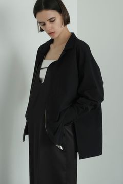 サッカーストライプ ジップシャツ - SUCKER STRIPE ZIP SHIRT - BLACK