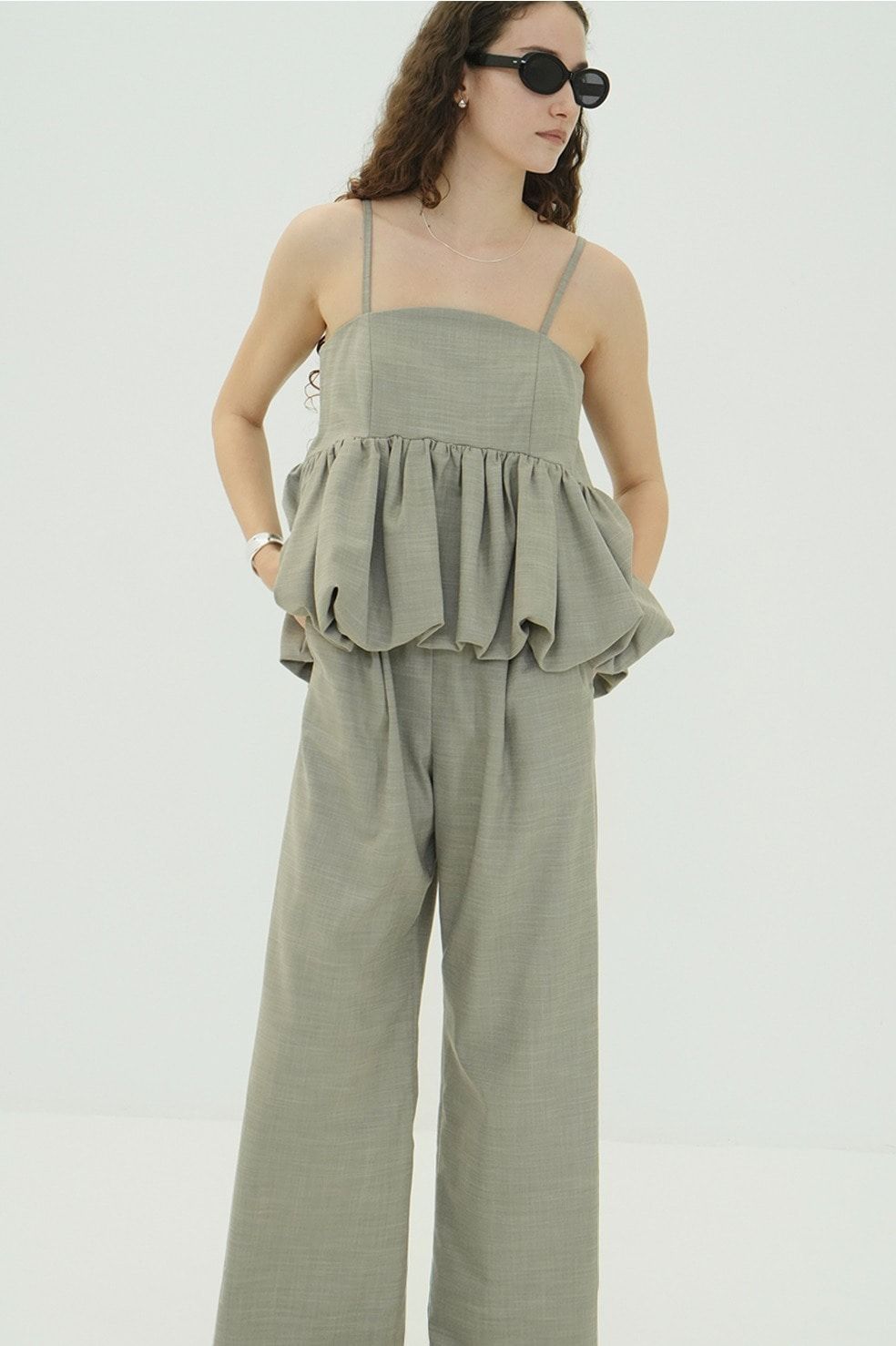 オールインワン -  PEPLUM LAYERED ALL IN ONE (GRAY)