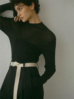シアータイトリブニットプルオーバー - BLACK