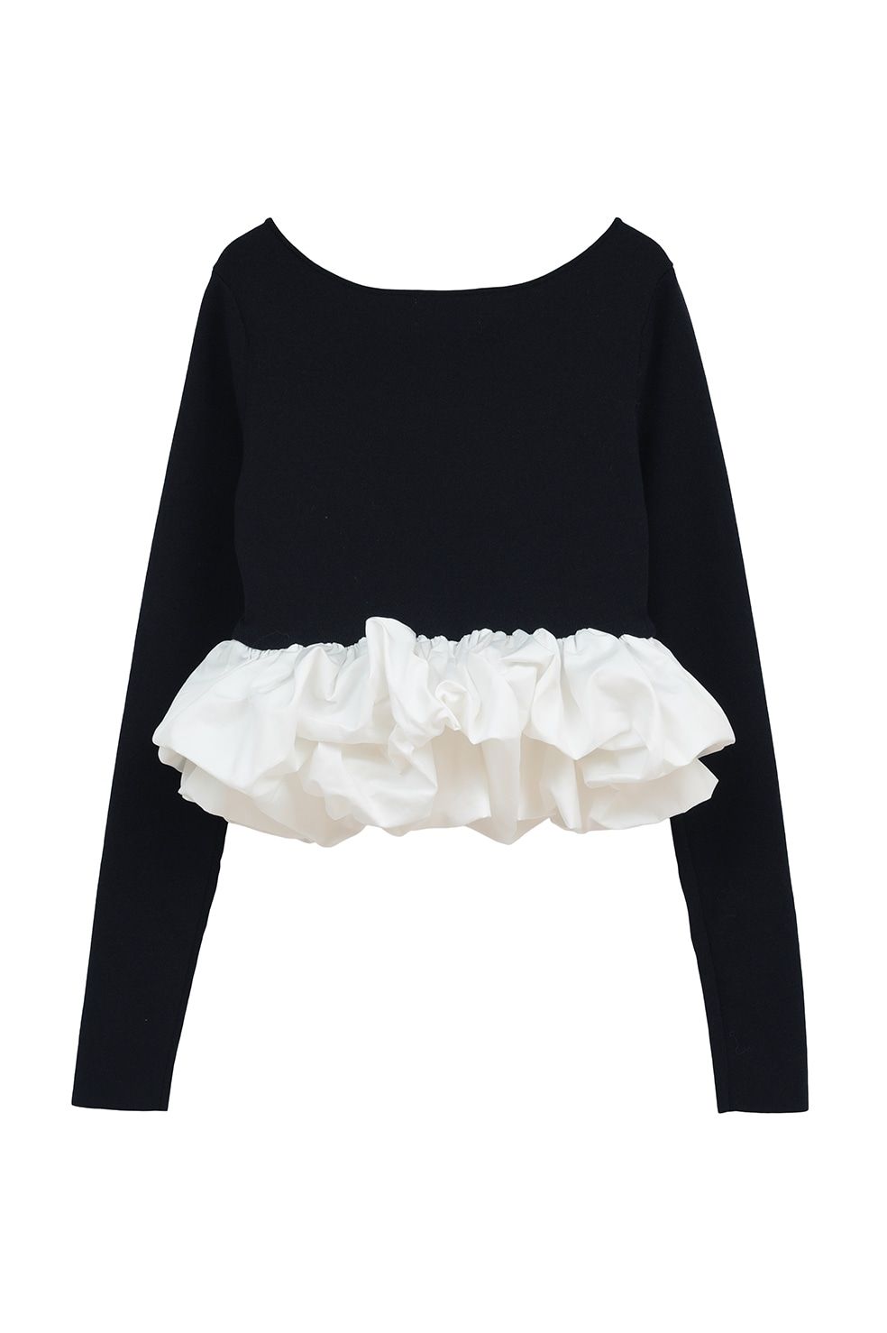 バルーンニットトップス - W BALLOON SHORT KNIT TOPS (NAVY)