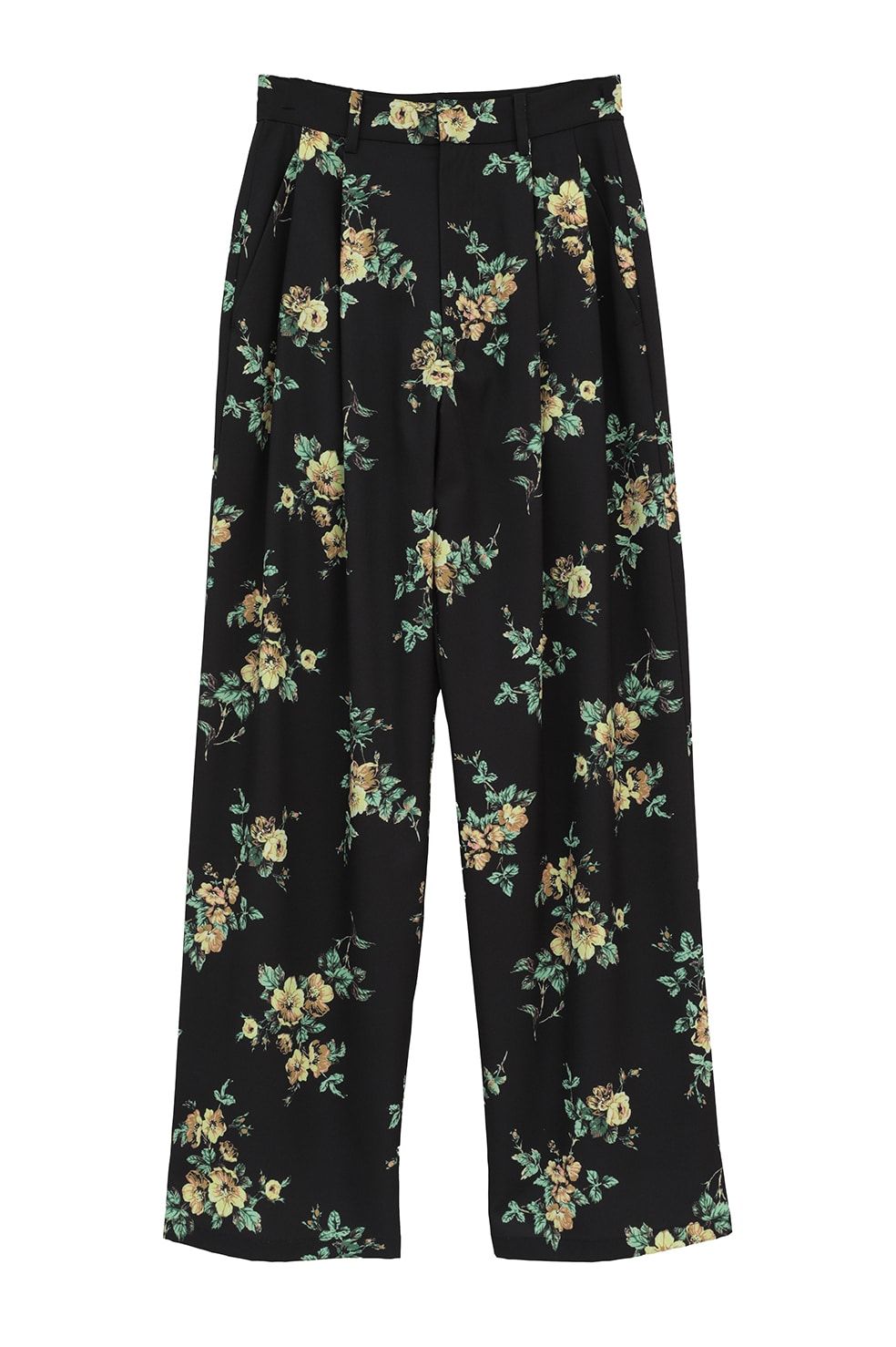 フラワータックパンツ - FLOWER TUCK PANTS (BLACK)