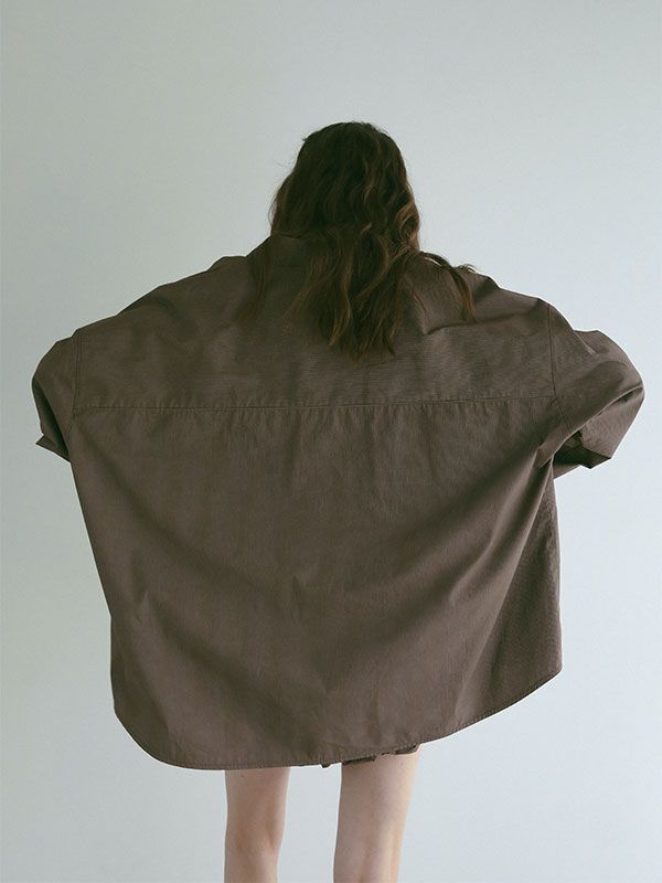 ストライプボックスシャツ - BROWN