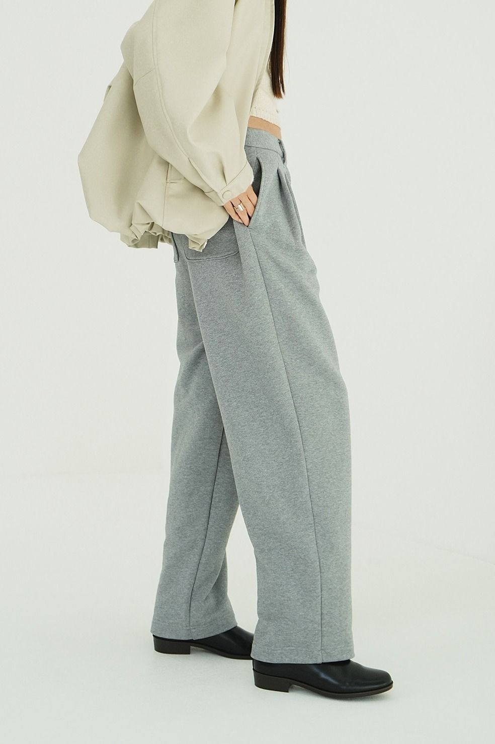 2タックスウェットパンツ - TWO TUCK SWEAT PANTS (GREY)