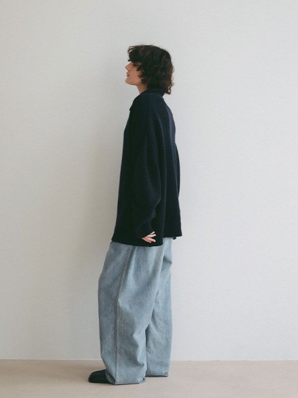 オーバーサイズスキッパーニットプルオーバー (NAVY)