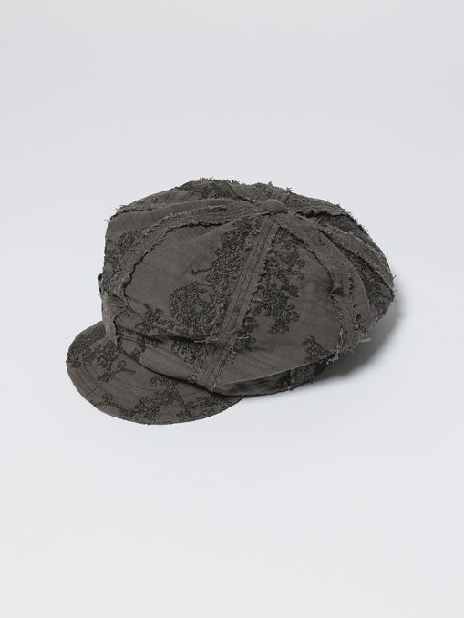 刺繍ストライプキャスケット (B-GREY/KHAKI)