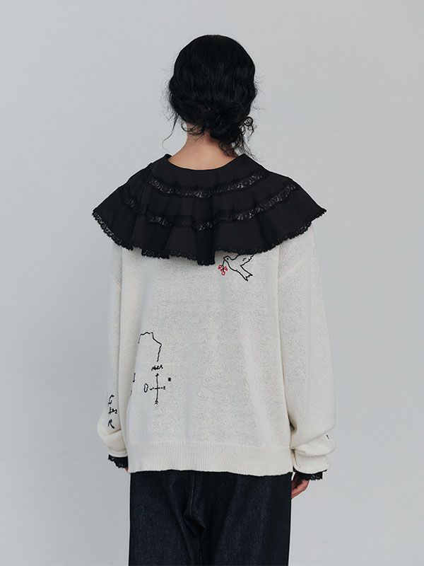 ハンドエンブロイダリーローゲージニットプルオーバー (OFF WHITE)
