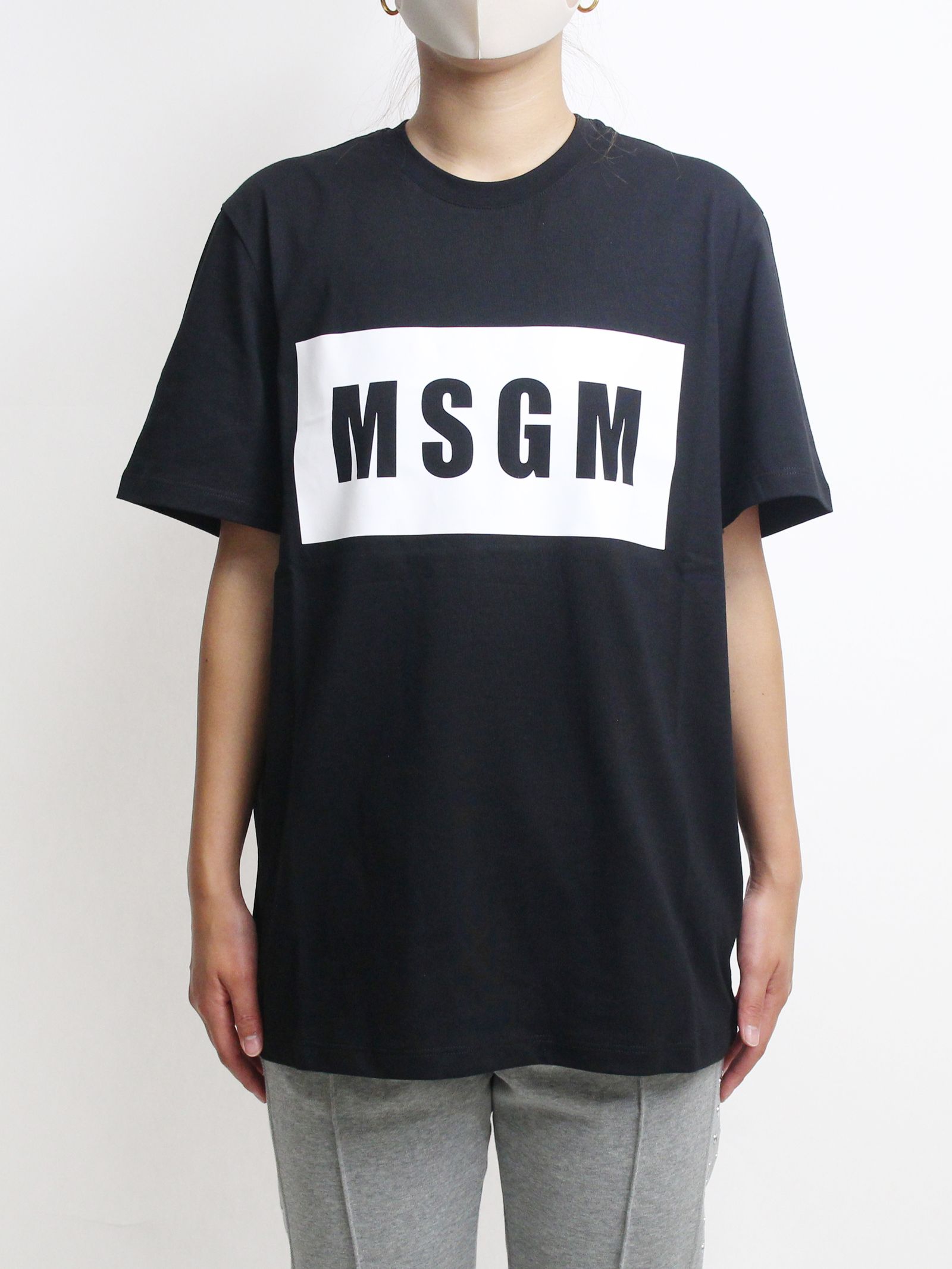 MSGM - ロゴプリントTシャツ - PAINT BRUSHED LOGO T-SHIRTS - BLACK 
