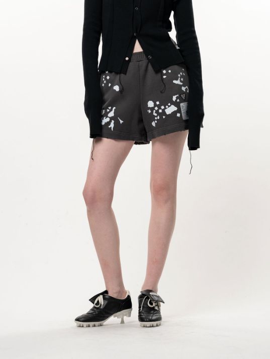 【レディース】 キッズステッカーショートパンツ - KIDS STICKER SHORT PANTS (BLACK)