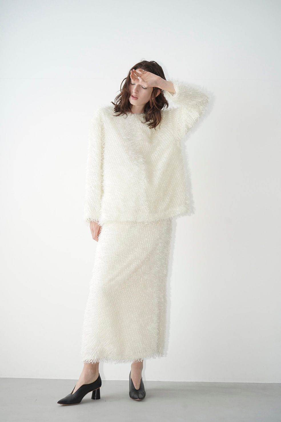 ダブル フェイス フリンジ トップス - W FACE FREINGE TOPS - IVORY