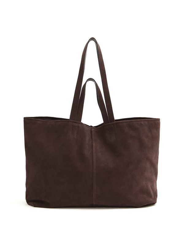 スウェードビッグトートバッグ - BROWN