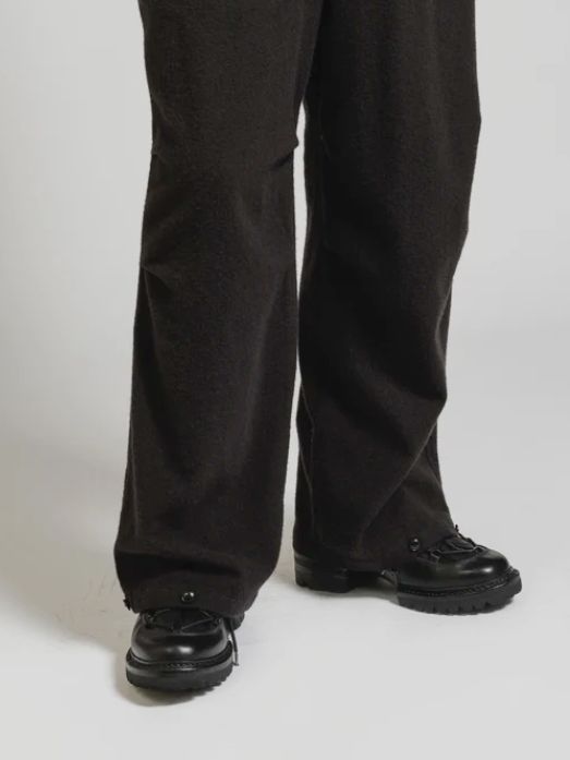 ウール縮絨 製品染め ワイドパンツ - OBJECT DYE WOOL WIDE PANTS - BLACK
