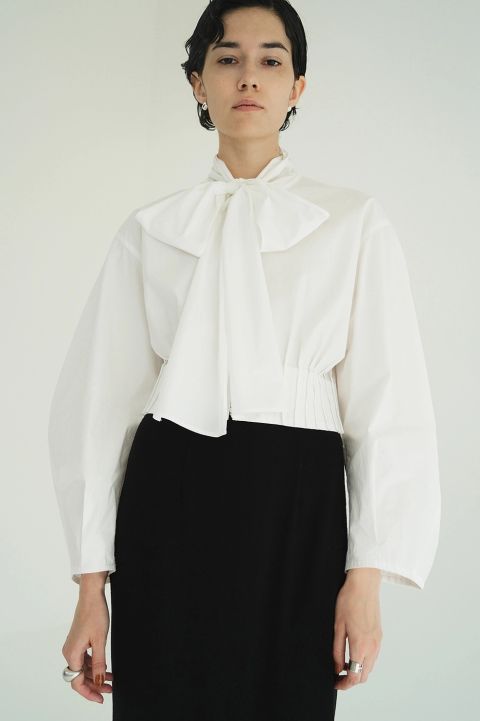 リボンジップシャツ - RIBBON ZIP SHIRTS - WHITE